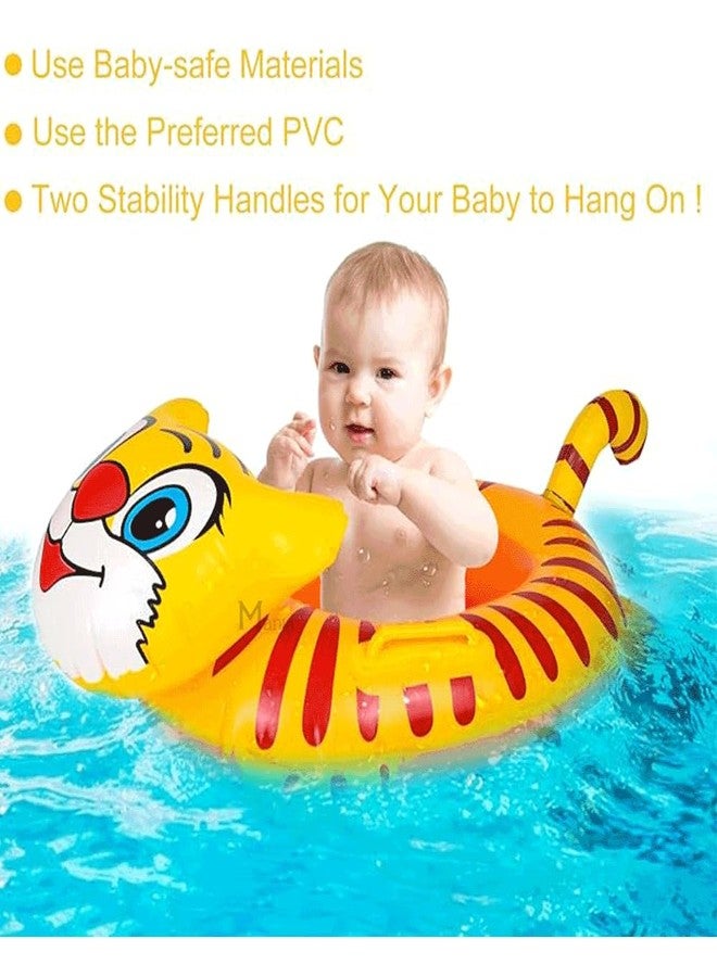 MANVI Baby Swimming Ring, PVC Inflatable Baby Swimming Float Seat, Swim Float Boat with Double Handle and Inflator for Age 6 Months to 3 Years Toddler (Tiger Shape) - Image 2
